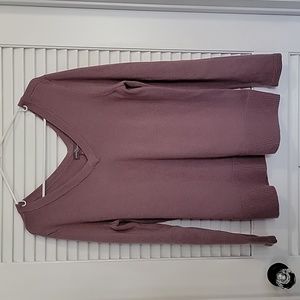 Market & Spruce Mauve V Neck Knit Sweater w elbow detailing Sz L